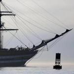 The Tall Ship Amerigo Vespucci entered Boston Harbor on Tuesday.
