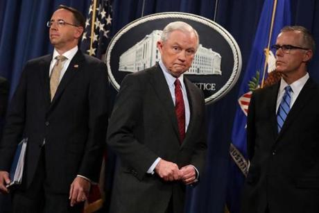 Attorney General Jeff Sessions spoke at a news conference on Thursday.
