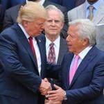 President Donald Trump shook hands with Robert Kraft, owner of the New England Patriots, at the White House in April.