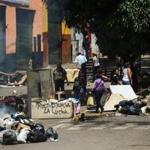 A barricade set up by activists during a protest called by the opposition in Caracas on Saturday. 