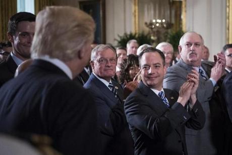 A day after he attended a White House event recognizing the first responders to the Congressional baseball shooting, Reinbe Priebus was ousted as President Donald Trump's chief of staff. Must credit: Washington Post photo by Jabin Botsford
