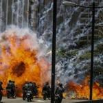 An explosion in the street in the vicinity of Altamira Square in Caracas, Venezuela, on Sunday.