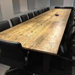 Conference table made from the boards of Seaport shipwreck.