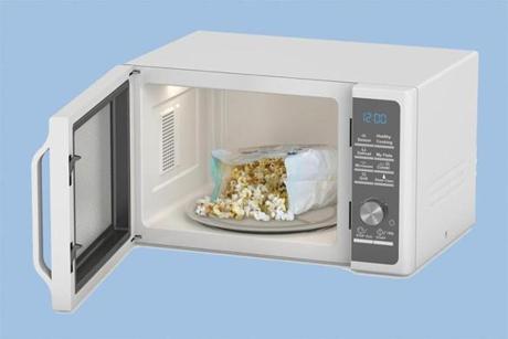 white opened microwave oven, 3D rendering isolated on white background

