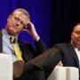 Boston, MA -- 8/6/2017 - Governor Charlie Baker and Senate President Stanley Rosenberg take part in a panel discussion at the Opening Session at National Conference of State Legislatures' 2017 Legislative Summit at the BCEC. (Jessica Rinaldi/Globe Staff) Topic: 07legislatures Reporter: 