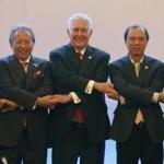 Secretary of State Rex Tillerson (center) joined ASEAN foreign ministers at the ASEAN-US Ministerial meeting in Pasay, a suburb near Manila, on Sunday.
