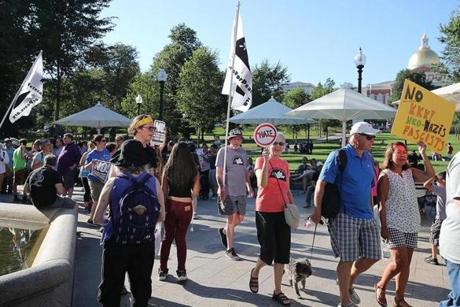 Boston Ma 8/13/17 Vigil in support of peaceful anti-fascist protesters in Charlottesville, VA in the Boston Common. (Matthew J. Lee/Globe staff) topic: reporter: Jeremy Fox
