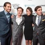 From left: Jake Gyllenhaal, David Gordon Green, Tatiana Maslany, and Jeff Bauman before Tuesday night?s screening of ?Stronger.??