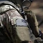 A United States flag patch adorns a uniform during a training exercuse at Fort Bragg, N.C.