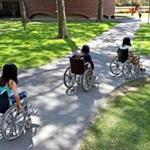 Able-bodied MIT students used wheelchairs to get around the Cambridge campus last week.