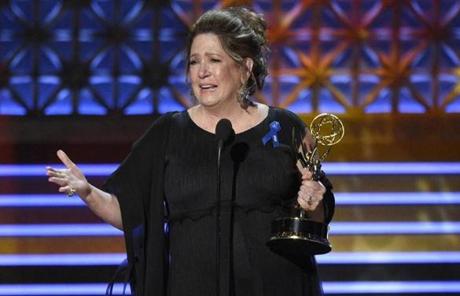 Holyoke?s Ann Dowd was emotional while accepting her award.
