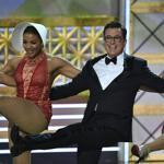 Host Stephen Colbert danced onstage.