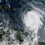 A satellite image shows Hurricane Maria on Monday. 
