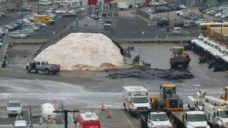 In a tweet early Monday morning, the city?s Public Works Department unveiled ? quite literally ? its massive salt pile.
