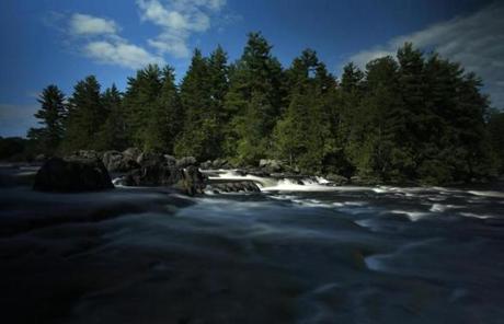 In this Wednesday, Aug. 9, 2017 photo, the Penobscot River's East Branch flows through the new Katahdin Woods and Waters National Monument near Patten, Maine. Interior Secretary Ryan Zinke wants to retain the newly created Katahdin Woods and Waters National Monument in northern Maine, but said he might recommend adjustments to the White House on Thursday, Aug. 24, 2017. (AP Photo/Robert F. Bukaty)
