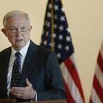 Attorney General Jeff Sessions gave remarks to federal law enforcement at the Moakley Courthouse on Thursday.