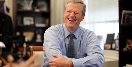 Governor Charlie Baker in his office at the Massachusetts State House.
