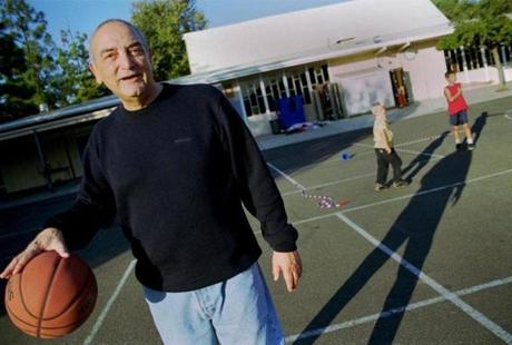 Sonny Vaccaro, one of the most influential men in the world of basketball, on a neighborhood court in Calabasas, California, where he lives with his wife Pam. Photo by Jennifer Taylor Library Tag 10122003 Business & Money Library Tag 07252006 Sports
