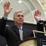 Supreme Court Justice Neil Gorsuch spoke in Washington on Thursday. Gorsuch?s first full term, which begins Monday, is likely to bring his jurisprudence into sharper focus.