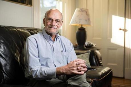 Michael Rosbash, Nobel Prize winner, at his home in Newton on Monday.
