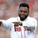 BOSTON, MA - JUNE 23: Former Boston Red Sox player David Ortiz #34 reacts during his jersey retirement ceremony before a game against the Los Angeles Angels of Anaheim at Fenway Park on June 23, 2017 in Boston, Massachusetts. (Photo by Adam Glanzman/Getty Images)