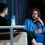 T.J. Miller (right) at the Forbes Under 30 Summit Tuesday.