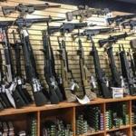 Semi-automatic rifles in a gun shop in Las Vegas, Nevada.