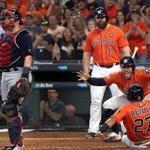 Houston, TX - 10/06/2017 - (6th inning) Houston Astros second baseman Jose Altuve (27) scores during a four run sixth inning. The Houston Astros host the Boston Red Sox in Game 2 of the ALDS at Minute Maid Park in Houston, TX. - (Barry Chin/Globe Staff), Section: Sports, Reporter: Peter Abraham, Topic: 07Red Sox-Astros, LOID: 8.3.3941304829.