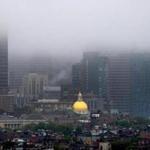Cambridge 06/0514- Fog shrouds the Boston skyline as the State House dome stands out amidst the buildings on Beacon Hill as seen from Cambridge. Boston Globe staff photo by John Tlumacki (metro)