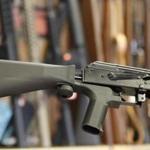 A bump stock device installed on a semiautomatic weapon is shown in a gun store in Salt Lake City, Utah. 