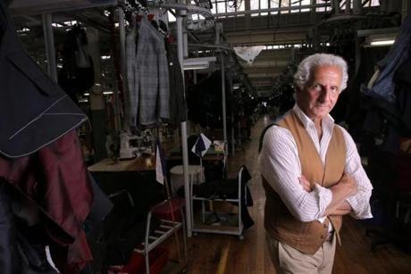 Designer Joseph Abboud at the New Bedford factory he has operated for 30 years.
