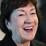 FILE - In this Sept. 29, 2017, file photo, Sen. Susan Collins, R-Maine, speaks at a news conference at Bath Iron Works in Bath, Maine. Collins said she will decide during the Columbus Day recess whether to stay in the U.S. Senate or again run for governor in Maine. (AP Photo/Robert F. Bukaty, File)