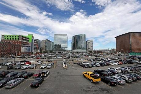 BOSTON, MA - 10/10/2017: Lots in the Seaport District that are planned for redevelopment. Seaport Square and SeaPac theater may be built where the parking lots exist now. (David L Ryan/Globe Staff ) SECTION:ARTS TOPIC SeaPAC
