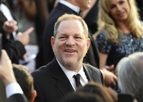 FILE - In this Feb. 28, 2016 file photo, producer Harvey Weinstein arrives at the Oscars in Los Angeles. Harvey Weinstein's wife, Georgina Chapman, tells People magazine she is leaving her husband. She said in a statement her heart breaks for all the women who have suffered because of Weinstein's 