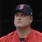 Fort Myers, FL - 2/23/2017 - Boston Red Sox manager John Farrell (53) watching from the dugout during today's game against the Northeastern Huskies. Red Sox Spring Training. Red Sox vs. Northeastern University Huskies. Day Eleven at Jet Blue Park in Fort Myers, FL. - (), Section: Sports, Reporter: Peter Abraham, Topic: 24Red Sox, LOID: 8.3.1673334524.