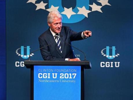 Former president Bill Clinton addressed the audience at the opening session of a Clinton Global Initiative event held at Northeastern University. 
