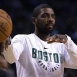 Boston Celtics guard Kyrie Irving warms up prior to an NBA basketball game, Wednesday, Oct. 18, 2017, in Boston. (AP Photo/Charles Krupa)
