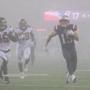 Fog cloaked the game between the New England Patriots and the Atlanta Falcons on Sunday night in Foxborough.