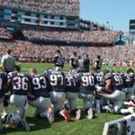 Patriots players took a knee during the National Anthem before their game against the Houston Texans last month.