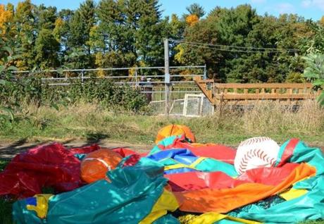A police photo of the area where the bounce house landed at Sullivan Farm. Two children were injured in the accident.

