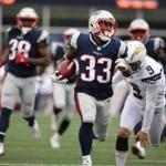 Patriots running back Dion Lewis runs for a big gain during 3rd quarter action against the L.A. Chargers at Gillette Stadium. Jim Davis/Globe staff
