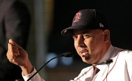 BOSTON, MA - 11/06/2017: New Red Sox manager Alex Cora at Fenway Park (David L Ryan/Globe Staff ) SECTION: SPORTS TOPIC red sox

