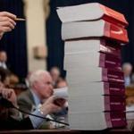 A copy of the proposed Tax Cuts and Jobs Act loomed on a table Monday during the House Ways and Means panel hearing. 