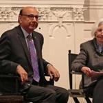 Khizr Khan, the father of an American Muslim soldier killed in Iraq, spoke in Cambridge on Monday about his books.