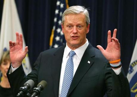 Governor Charlie Baker spoke at the State House about new proposals to battle the opioid epidemic.
