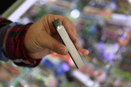 A Juul e-cigarette for sale at Fast Eddie's Smoke Shop. Shoppers must be 21 years of age.
