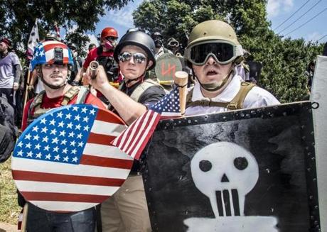 Bob Martin (right) participated in a demonstration with hundreds of white nationalists in Charlottesville, Va., last August.
