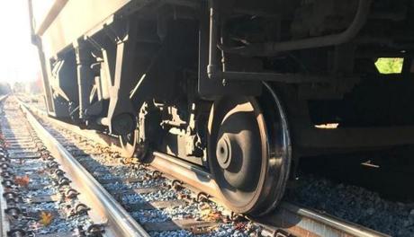 The train from Haverhill went through a misaligned switch Monday morning, which resulted in ?a slow speed, upright derailment of the two leading cars.? 
