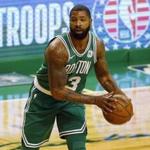 Boston Celtics' Marcus Morris during the first quarter of an NBA basketball game against the Los Angeles Lakers in Boston Wednesday, Nov. 8, 2017. (AP Photo/Winslow Townson)