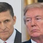 (COMBO) This combination of pictures created on November 5, 2017 shows a file photo taken on January 10, 2017 showing Lieutenant General Michael Flynn (ret.), National Security Advisor Designate speaking during a conference on the transition of the US Presidency from Barack Obama to Donald Trump at the US Institute Of Peace in Washington DC, January 10, 2017. and A file photo taken on November 2, 2017 showing US President Donald Trump listening to a speaker as he announces that Broadcom would be moving back to the US in the Oval Office at the White House in Washington, DC, on November 2, 2017. A new poll, released a year after Donald Trump's stunning electoral victory, shows the US president suffering historically dismal approval ratings as the Russia investigation casts a continuing shadow. A week after news that former Trump campaign chairman Paul Manafort and two other men had been indicted, NBC reported on November 5, 2017 that federal investigators have sufficient evidence to bring charges against Trump's former national security adviser Michael Flynn and his son, who has worked with him. / AFP PHOTO / CHRIS KLEPONIS AND NICHOLAS KAMMCHRIS KLEPONIS,NICHOLAS KAMM/AFP/Getty Images